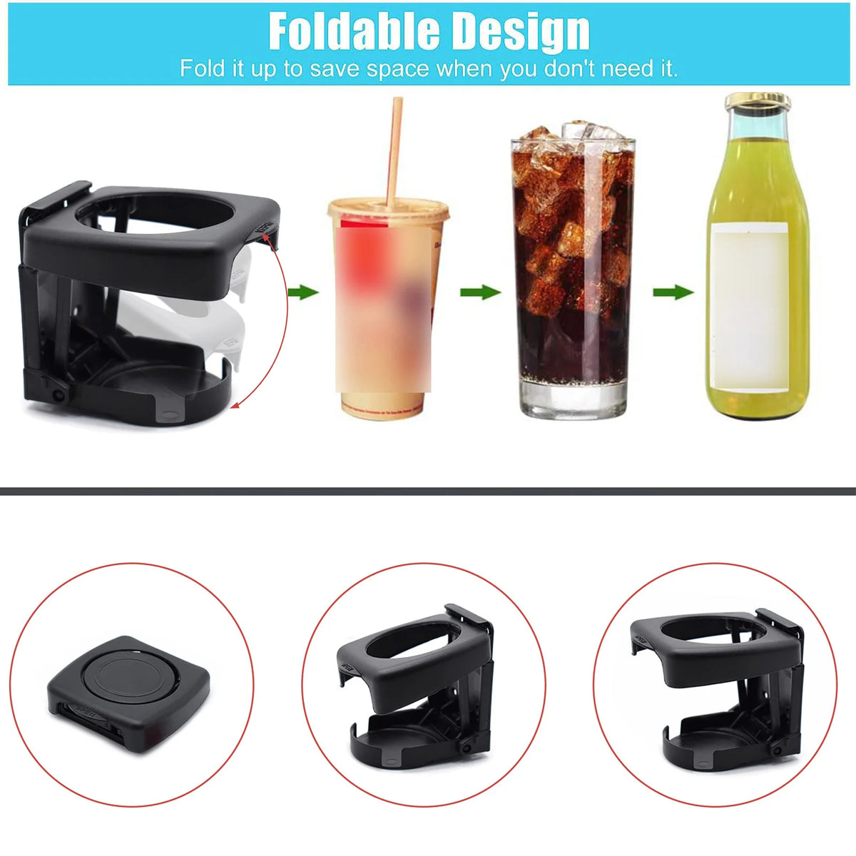 Universal Folding Car Cup Holder Drink Stand Adjustable Water Bottle Support for Auto Truck Boat RV Interior Styling Accessories