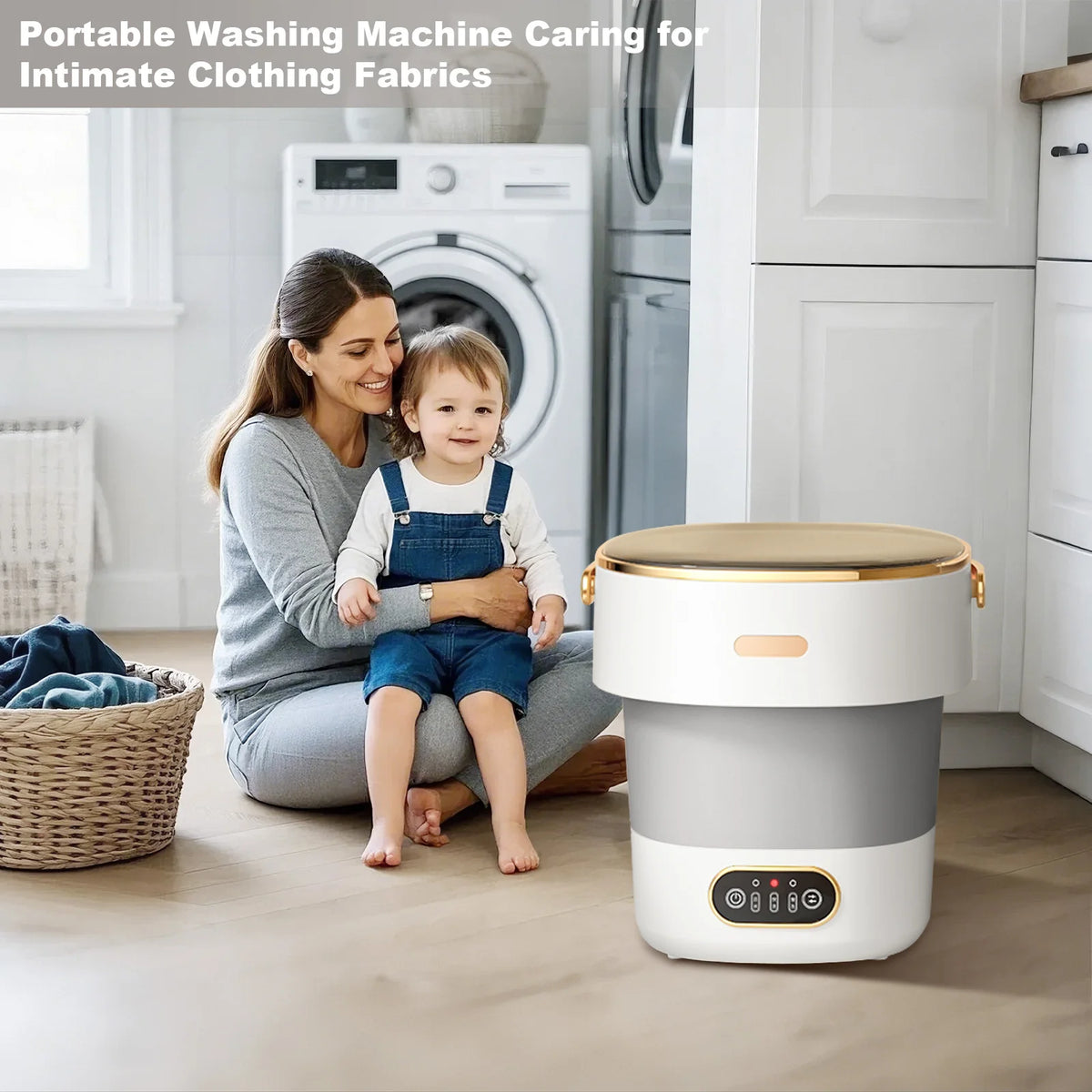 Portable Foldable Mini Washing Machine 13L Capacity Built-in Spin Dryer 3 Cleaning Modes Space-Saving for Underwear Baby Clothes Lightweight Garments Apartment Dorm Travel