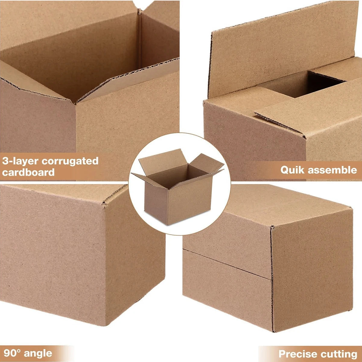 Brown Corrugated Cardboard Mailer Box With Lids, Small Item Mailing Shipping Boxes, 5.7x3.3x4.1inches, Single Wall, 32Lb/sq inch