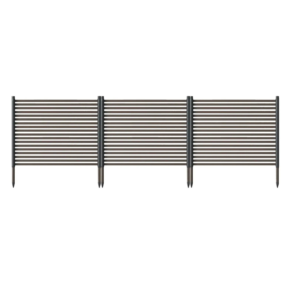 No-Dig Ground Stake Garden Privacy Fence Rustproof Metal Aluminum Slats Windproof Airflow Design Flexible Multi-Purpose for Dog Barrier Pool Patio Divider Backyard Terrace