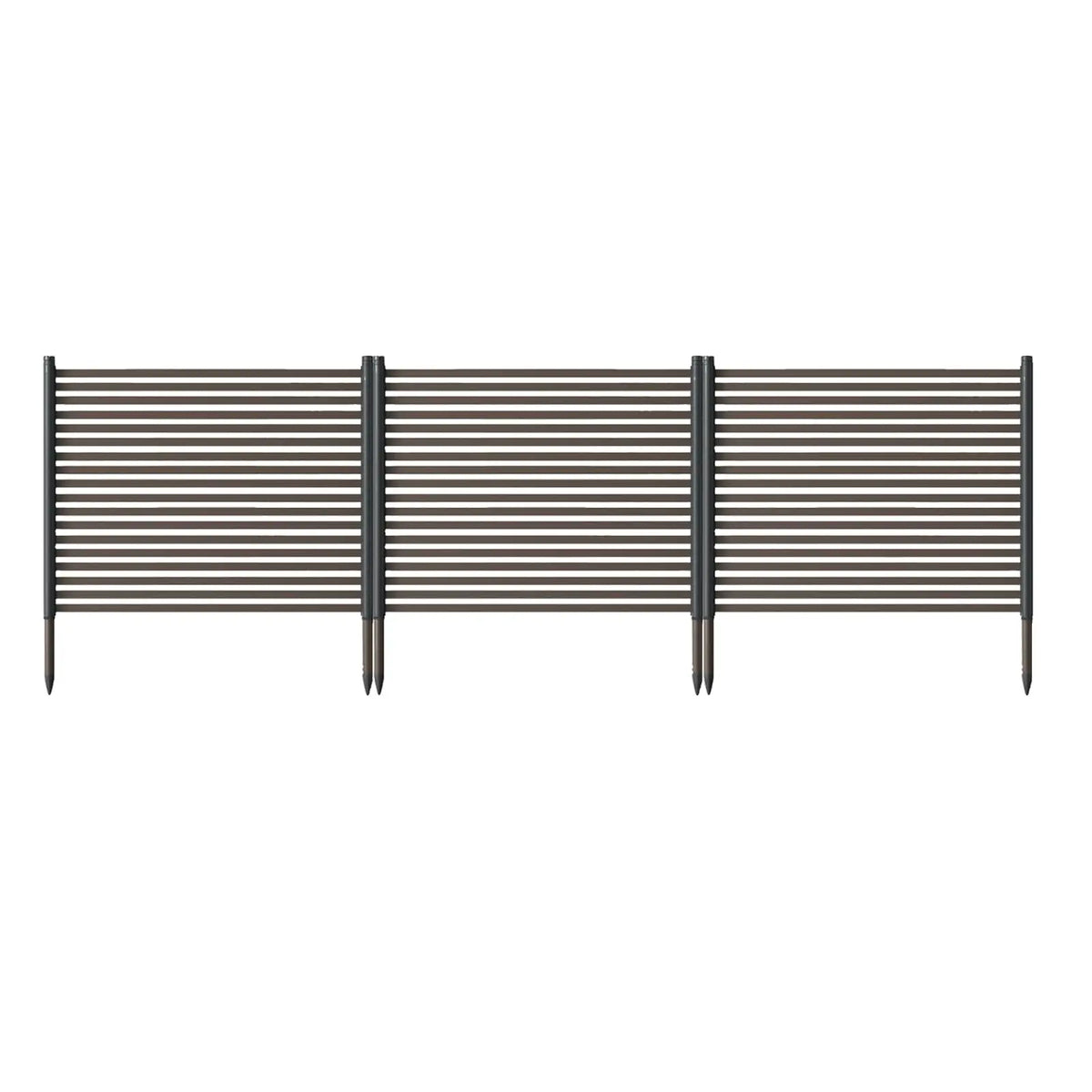 No-Dig Ground Stake Garden Privacy Fence Rustproof Metal Aluminum Slats Windproof Airflow Design Flexible Multi-Purpose for Dog Barrier Pool Patio Divider Backyard Terrace