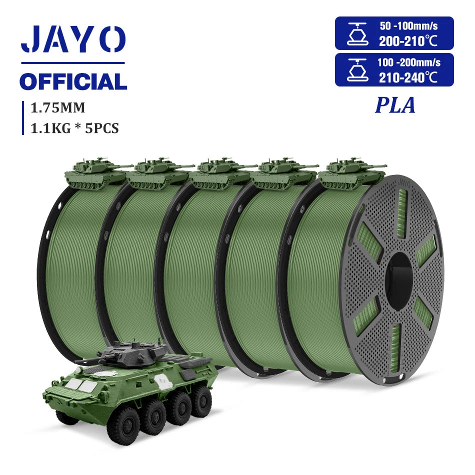 JAYO PLA Filament 1.75MM Reuse Spool 3D Printer Filament PLA For FDM 3D Printers Printing Smoothly 3D Filament 5Rolls/set