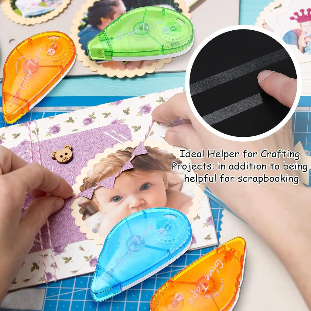 30 Pack Double Sided Tape Roller, Permanent Adhesive Tape for Scrapbooking, Includes Dispenser for Photo Paper, Journal, Card Making and Arts & Crafts