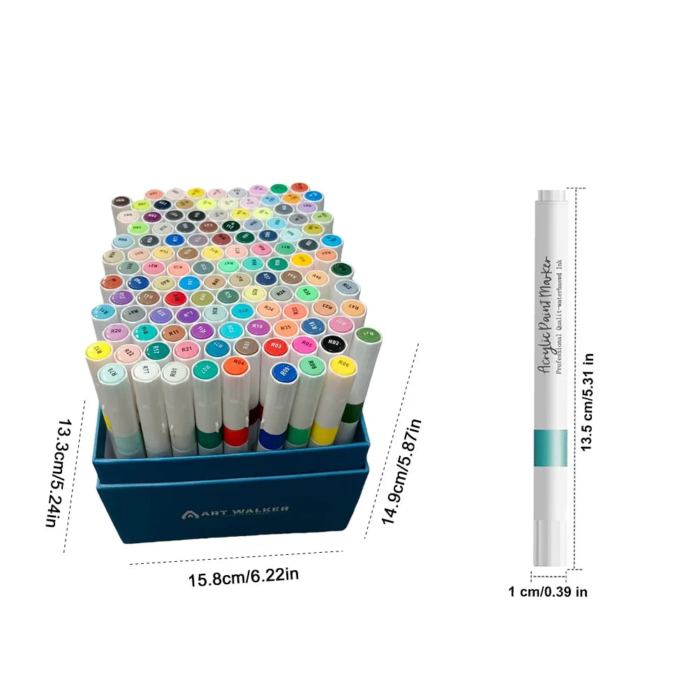 120 Colors Acrylic Paint Pens Markers Set Soft Tip Pen for Kids Washable Quick Dry Waterproof Non Stain Stone Ceramic Glass Fabric Painting Art Crafts Gift