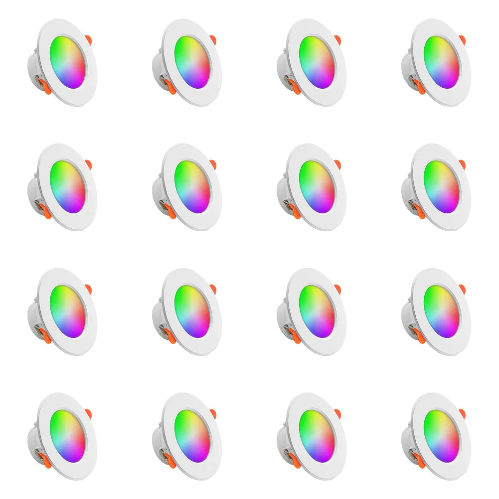 1-16PCS 10W Smart LED Downlight Bluetooth Ceiling Lamp RGB CCT Lamp APP Remote Control Color Changing light for Google Alexa Hom