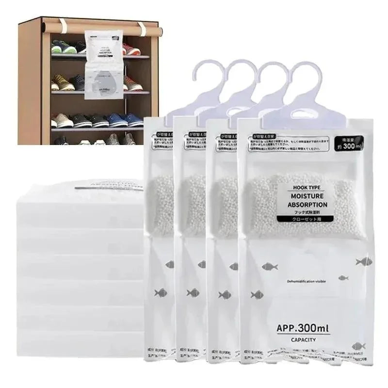 Hanging Wardrobe Moisture Absorber Bags, Disposable Dehumidifier Bags for Closet Wardrobe Drawer Damp Mildew Odor Removal