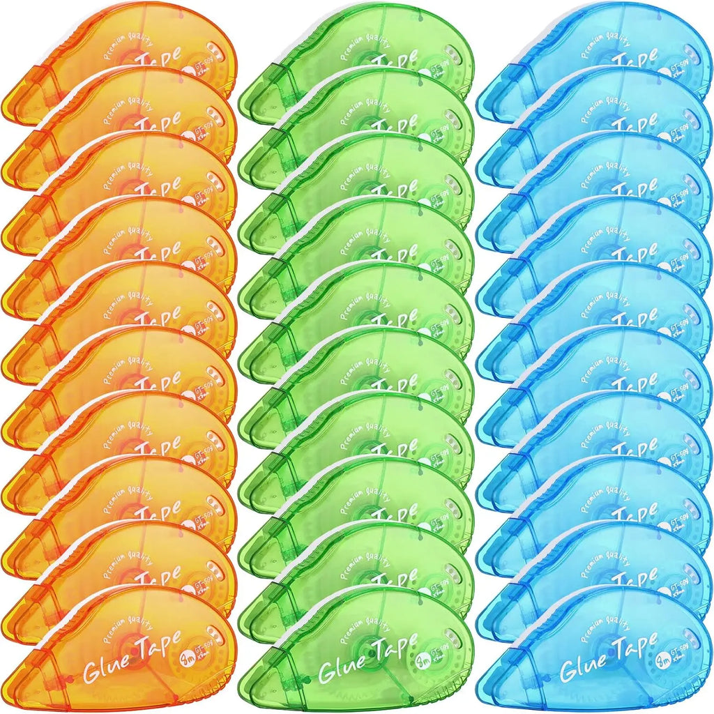 30 Pack Double Sided Tape Roller, Permanent Adhesive Tape for Scrapbooking, Includes Dispenser for Photo Paper, Journal, Card Making and Arts & Crafts