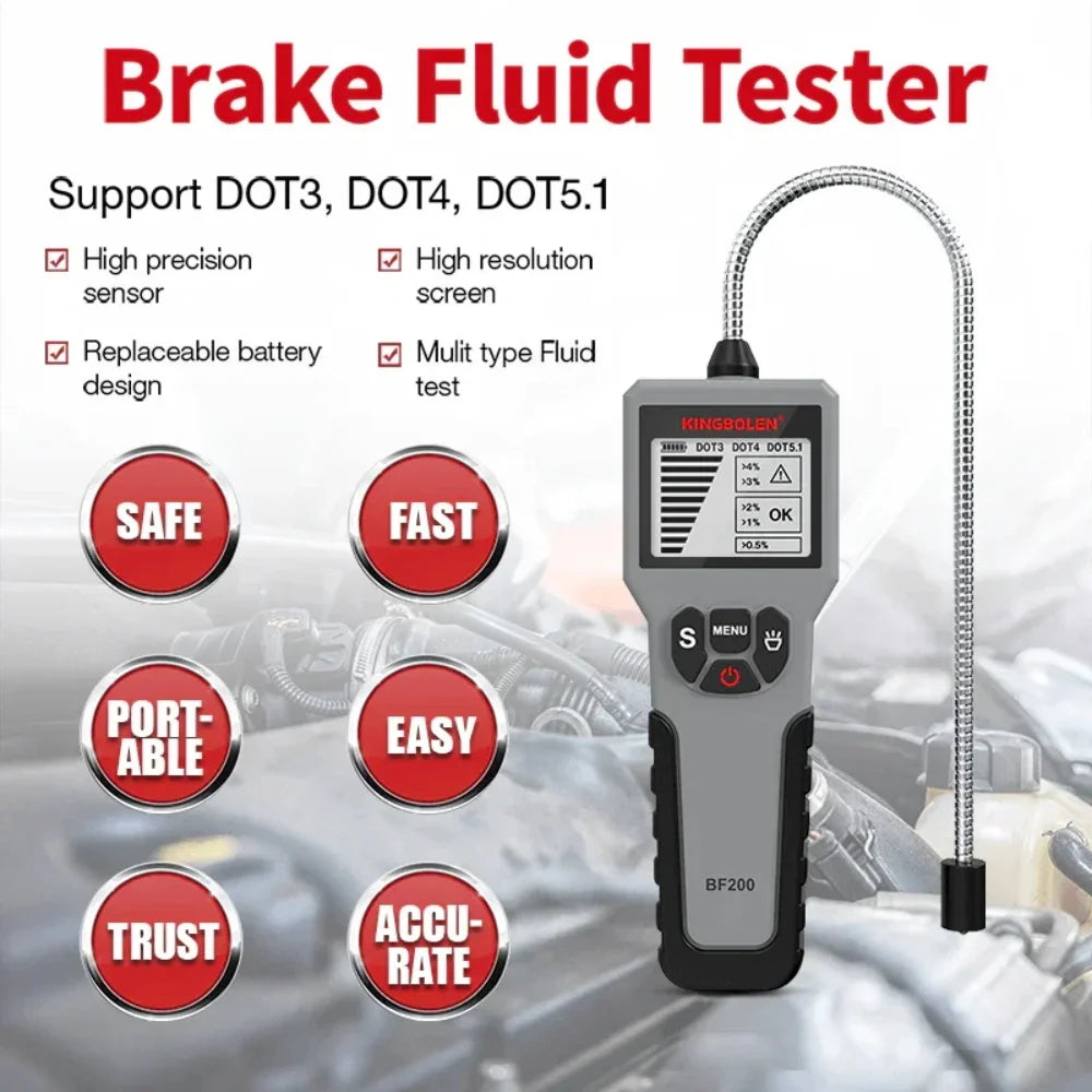 KINGBOLEN BF200 BF100 Auto Brake Fluid Tester 12V Car Brake Oil Tool DOT3 DOT4 DOT5.1 LED Indicator Check Display Auto Oil Tool
