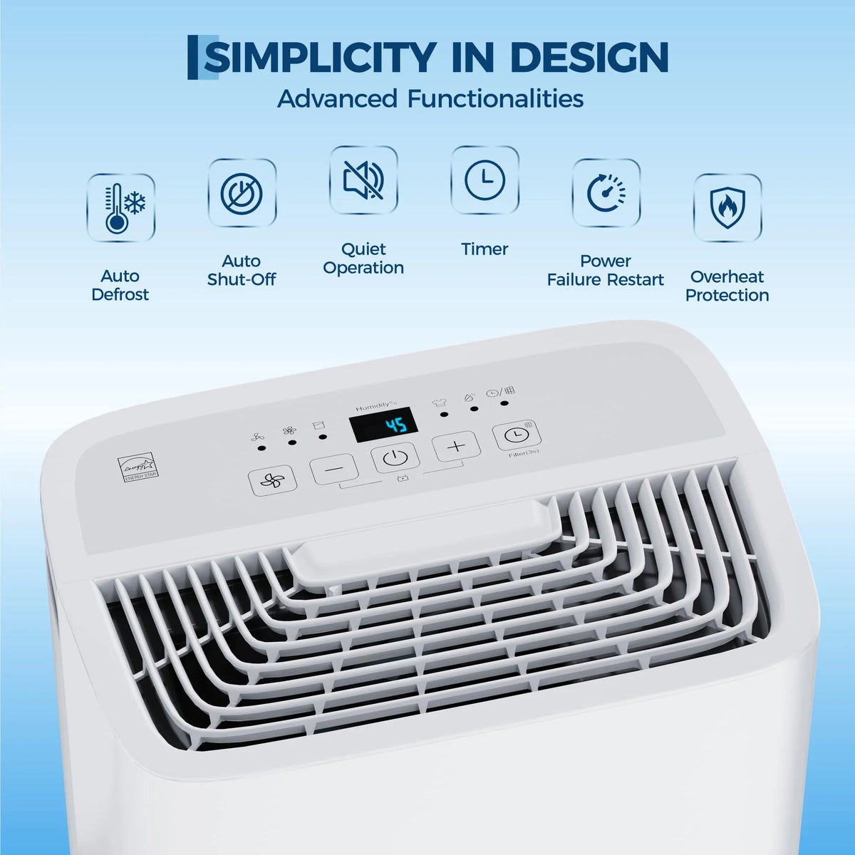 22 Pint High-Capacity Dehumidifier For Large Rooms Up To 30000 Sq Ft, Portable With Digital Control, Quiet Auto Shut-Off