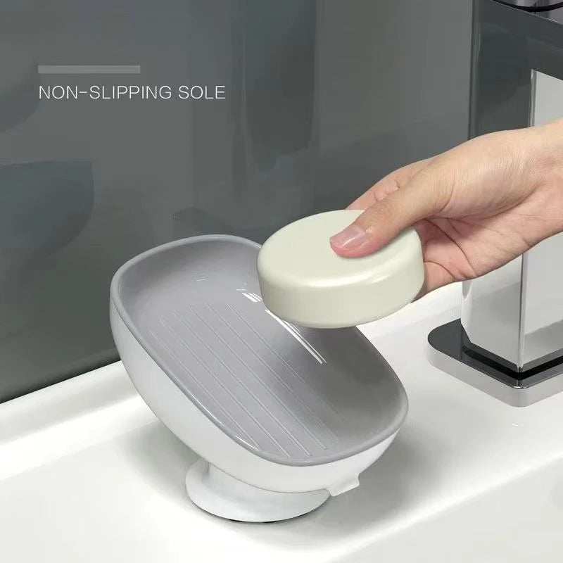 Super Suction Cup Soap Dish with Drain Water for Bathroom Soap Holder Kithcen Sponge Holder Soap Container Bathroom Supplies