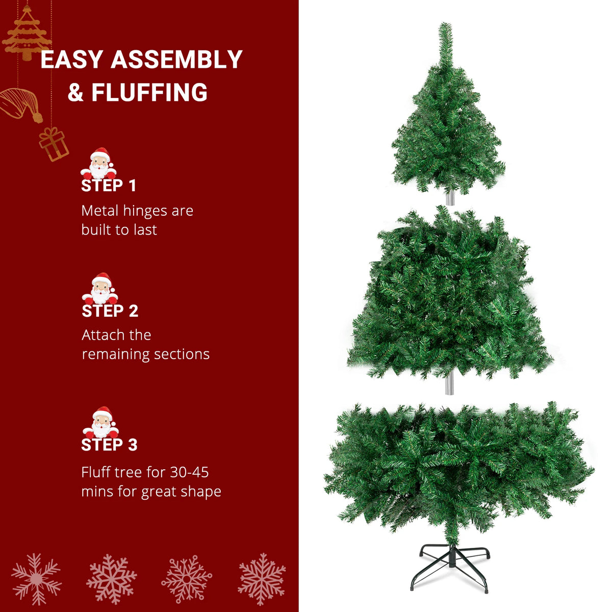 6FT Simulation Christmas Tree, 550 Artificial PVC Christmas Trees with Metal Brackets, Suitable for Home and Office Decoration, Suitable for Indoor and Outdoor Use, Christmas Decoration, Holiday Gifts