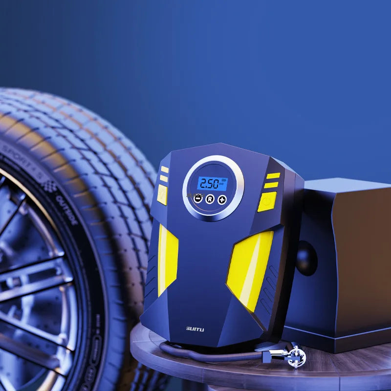 Car Tire Inflator Pump, Digital Portable Tire Air Compressor Pump, 12V Electric with LED Light, Suitable for Cars, Motorcycles, Bicycles, UK