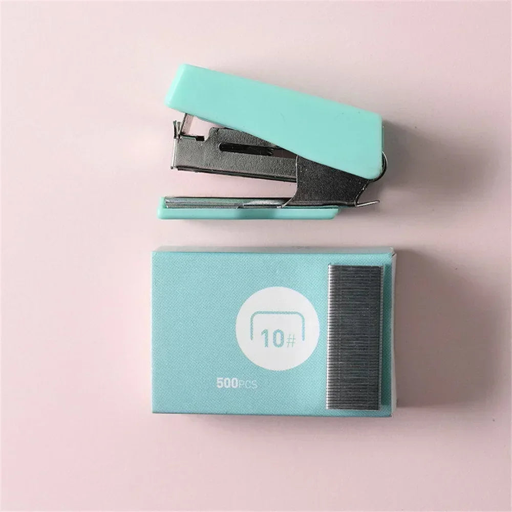 1pc Mini Stapler with 500pcs Staples for Paper File Metal Stapler School Office Binding Supplies Stapler Cute Stationery Kit