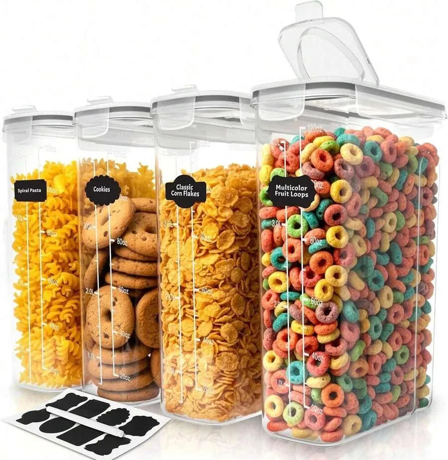 Airtight Food Storage Containers 4 Pack 4L Cereal Pantry Kitchen Canisters