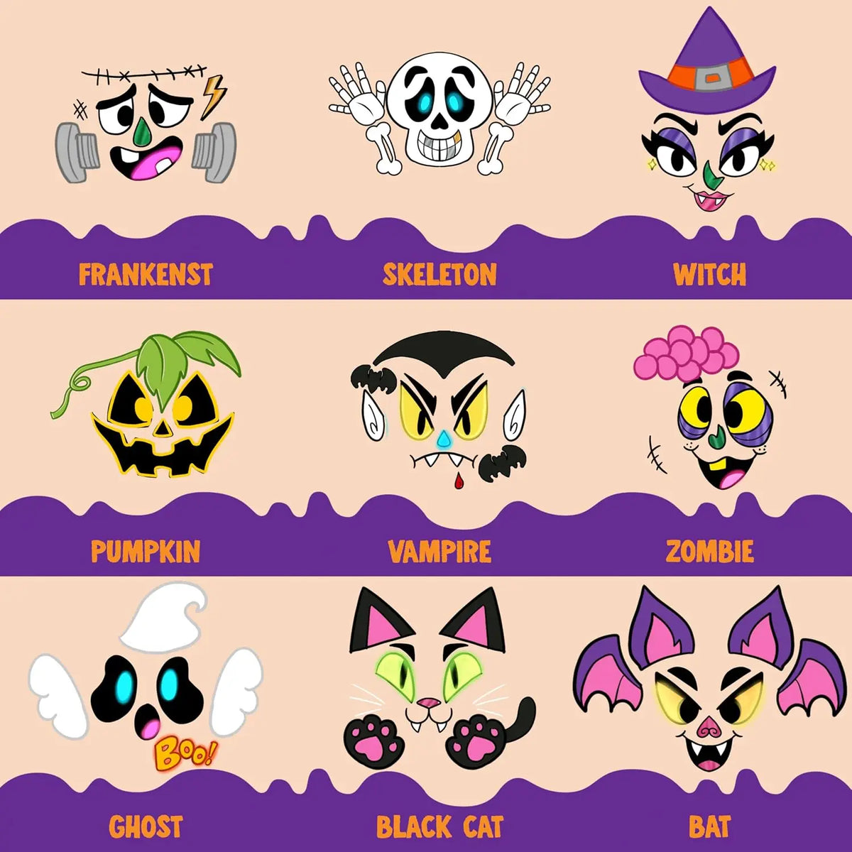 Sloosh Halloween Pumpkin Painting Kit with 9 Character Designs, Party Favor for Kids, Halloween Arts Crafts Party Supplies, Pumpkin Decorating Kit, for Classroom DIY Activities, Family Projects