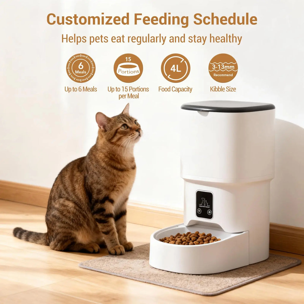 4L Automatic Cat Feeder Dog Food Dispenser with Programmable Timer
