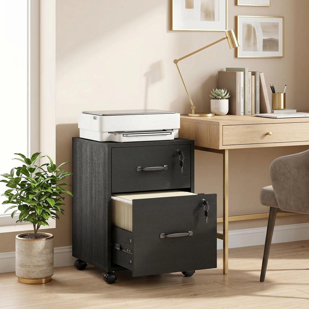 HOMCOM Rolling File Cabinet with Drawer, Hanging File Folder