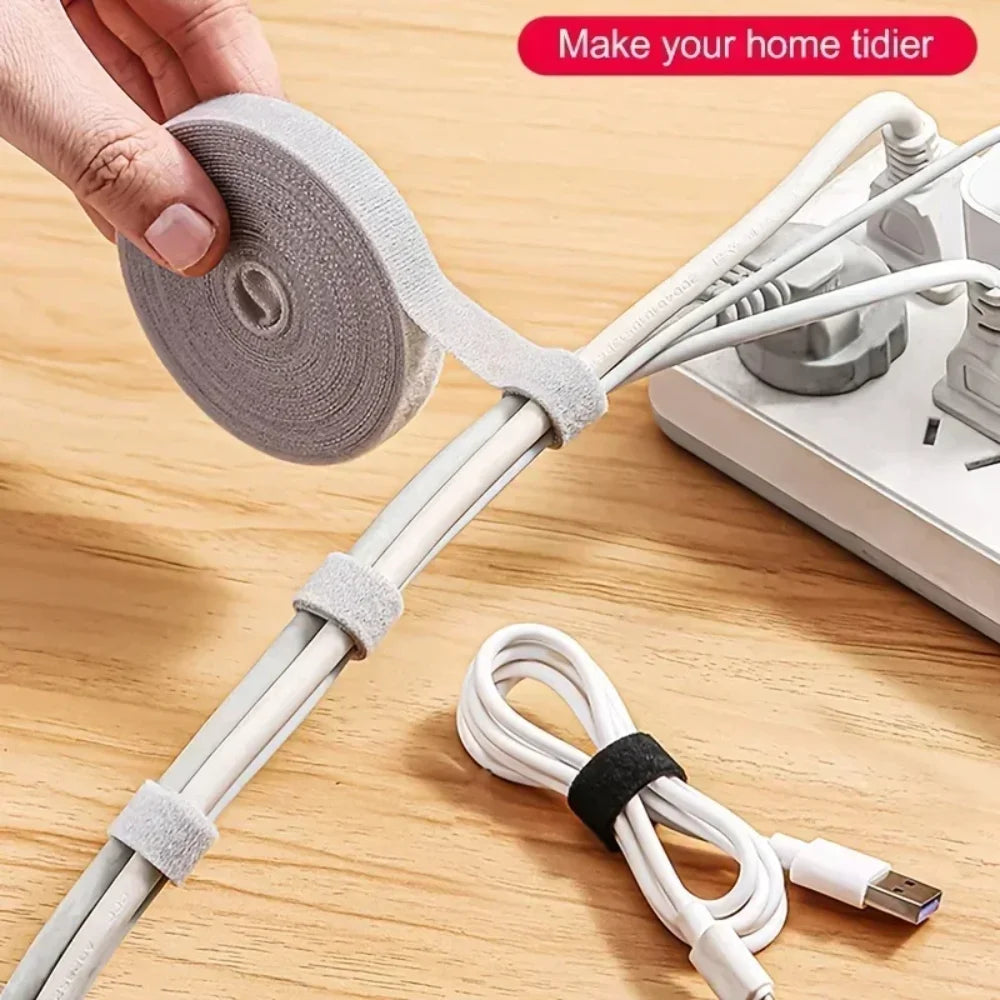 1PC 10mm 5m Data Cable Management Cable Tie Reusable Removable Multi-purpose Wire Organizer Data Cable Storage Tape Plant Fixati