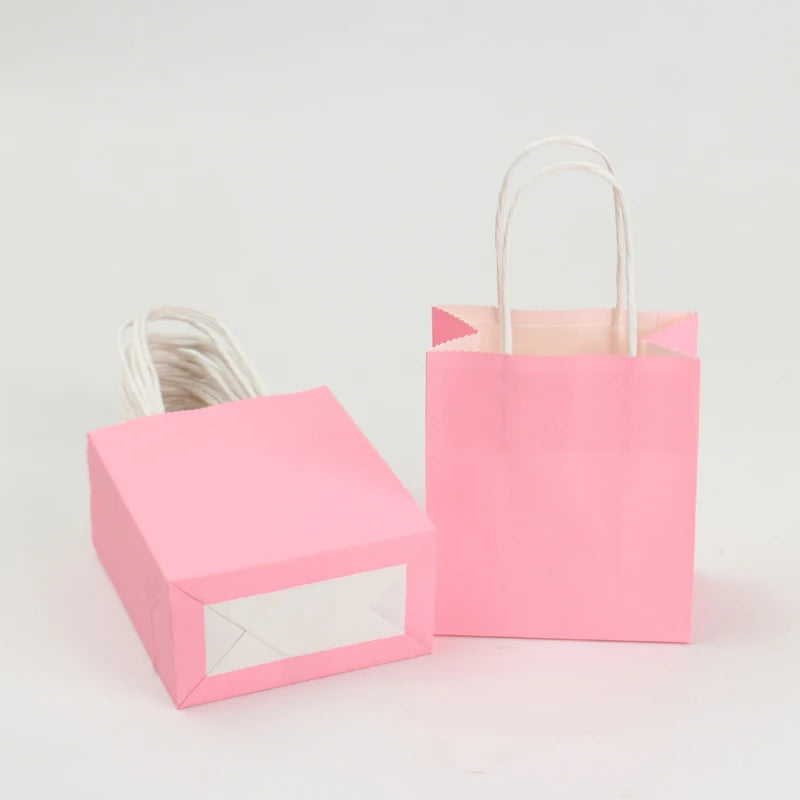 Macaron Soft Pastel Kraft Paper Bags with Handles - Bulk Multipurpose for Gift, Shopping & Party