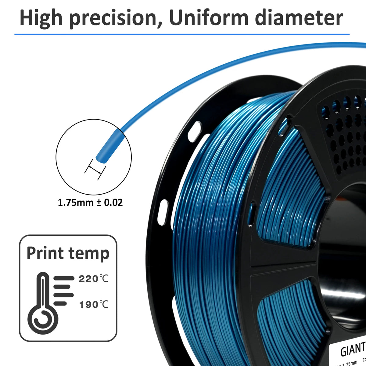 Geeetech Metal PETG Filament Consumable 1.75mm, Plastic Monofilament Spool for FDM 3D Printers, Shiny Metallic Finish Print Mate