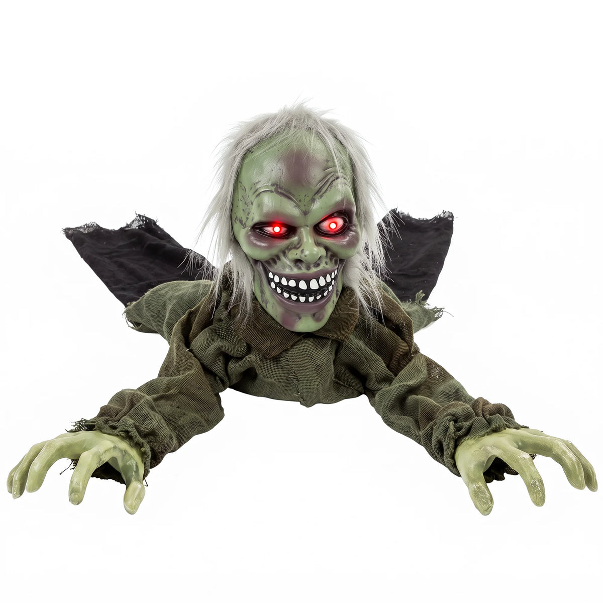 HOMCOM Animatronic Crawling Zombie with Light-Up Eyes and Creepy Sound