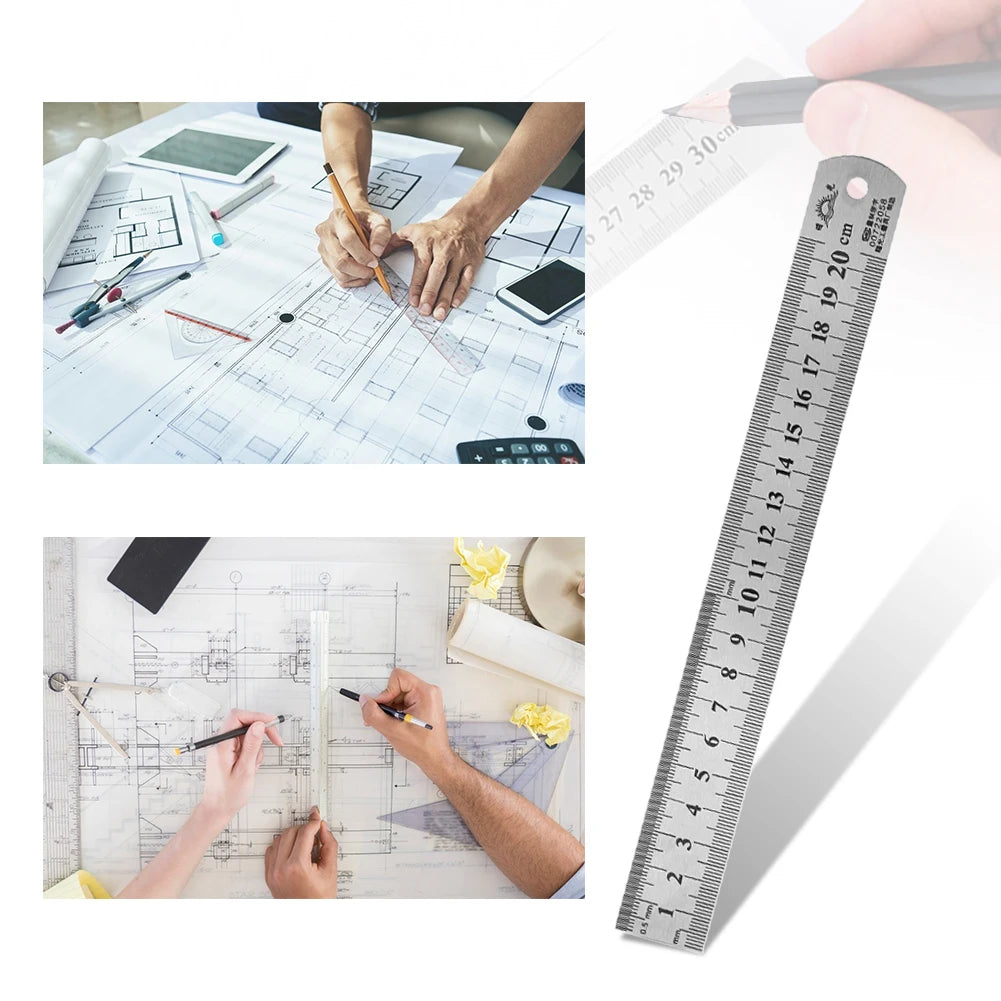 150/200/300/400/500MM Stainless Steel Ruler Centimeter Millimeter Ruler Straight Edge Ruler  Precision Measuring Ruler