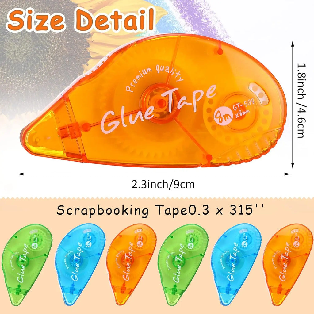 30 Pack Double Sided Tape Roller, Permanent Adhesive Tape for Scrapbooking, Includes Dispenser for Photo Paper, Journal, Card Making and Arts & Crafts