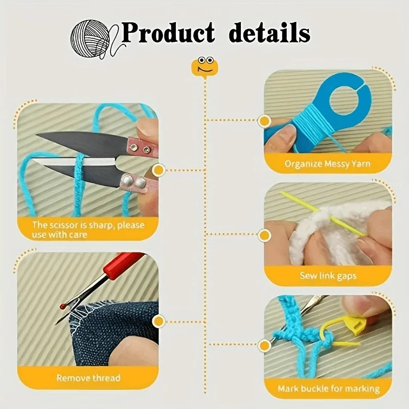 103pcs DIY Crochet Kit - Includes Yarn, Hooks, Knitting Needles, Stitch Markers And Accessories, Beginner's Starter Kit, Multi-Purpose Home Crafting Tools with Portable Storage Bag