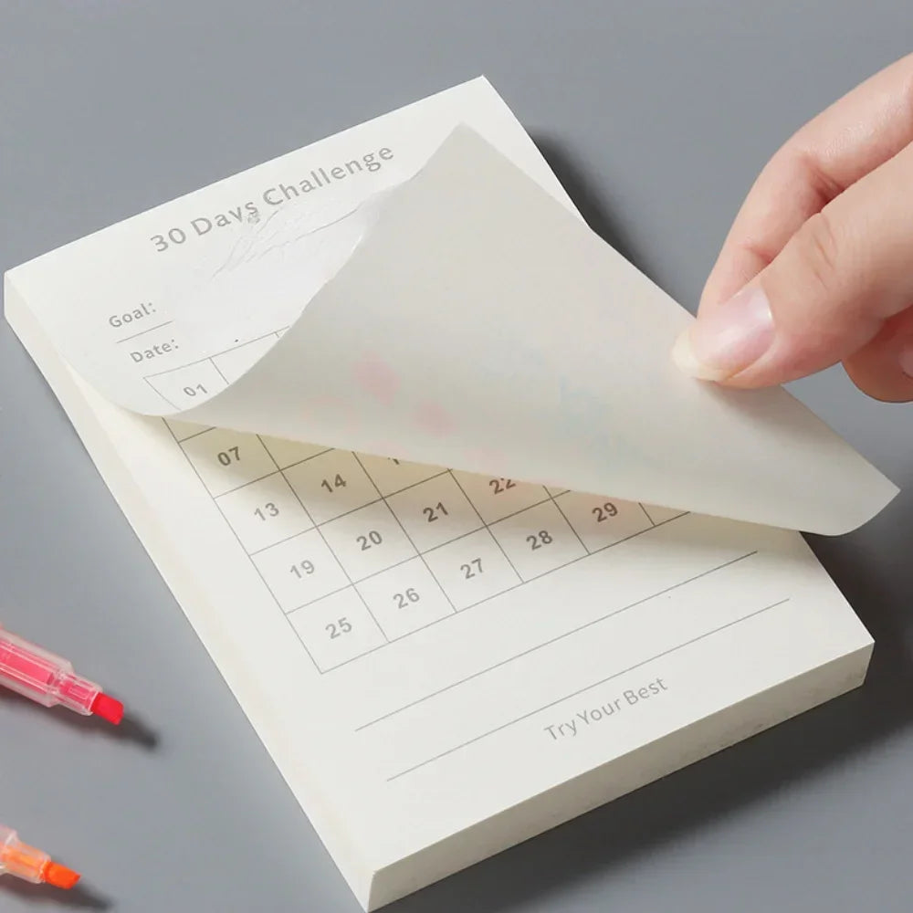 30 days challenge with 100 Sticky Notes To Cultivate Self-discipline checklist Notebook for Goal Tracking, and Sticky Notes