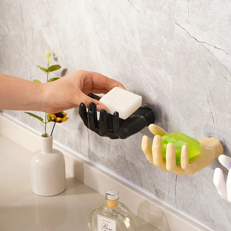 No Need Punch A Bathroom Soap Rack Hook Hand Shaped Wall Strong Home Wall Storage Key Headphone Hook Holder Tissue Holder