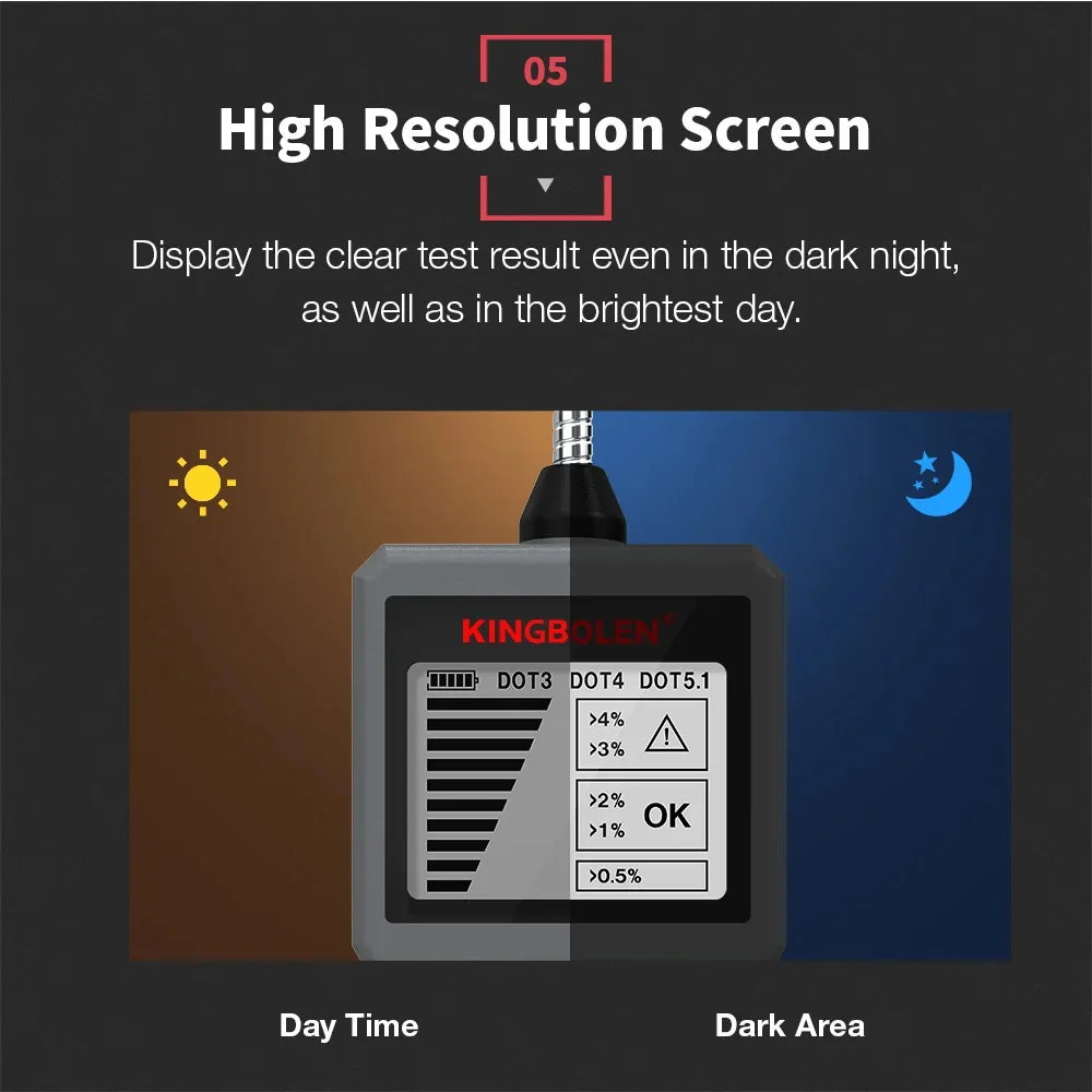 KINGBOLEN BF200 BF100 Auto Brake Fluid Tester 12V Car Brake Oil Tool DOT3 DOT4 DOT5.1 LED Indicator Check Display Auto Oil Tool