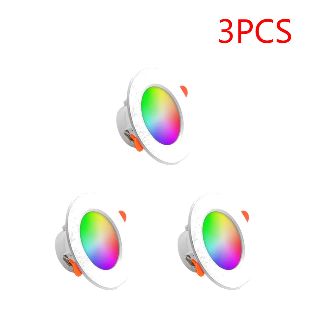 1-16PCS 10W Smart LED Downlight Bluetooth Ceiling Lamp RGB CCT Lamp APP Remote Control Color Changing light for Google Alexa Hom