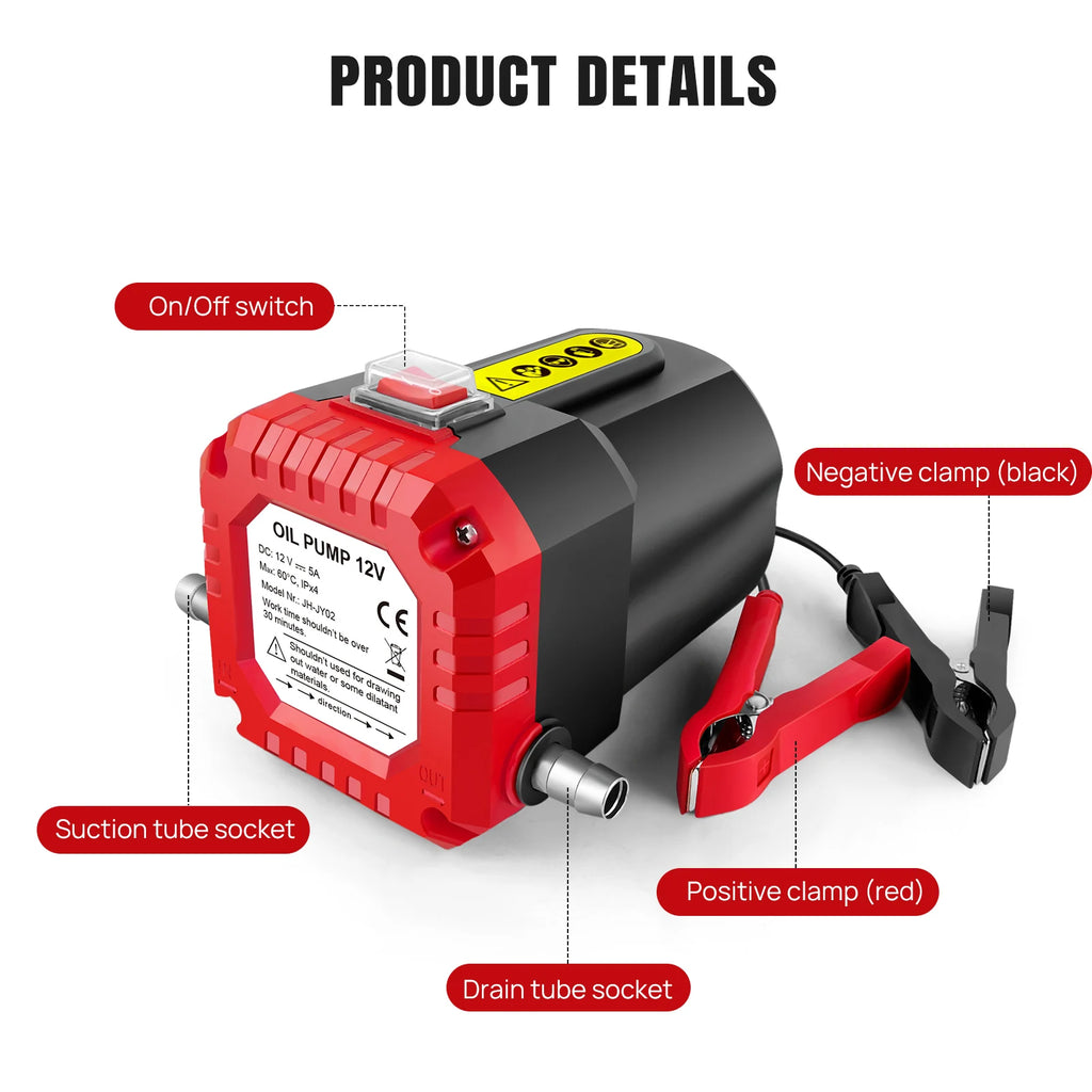 12V 300W Electric Car Oil Extractor Pump For Transfer Fluid Engine Vacuum + Hose