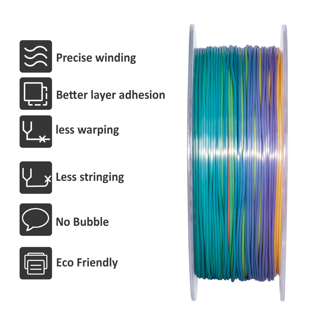 GEEETECH 5Rolls 3D Silk PLA Filament 1Kg/roll 1.75mm Spool Wire For 3D Printer Material,Vacuum packaging,Safety