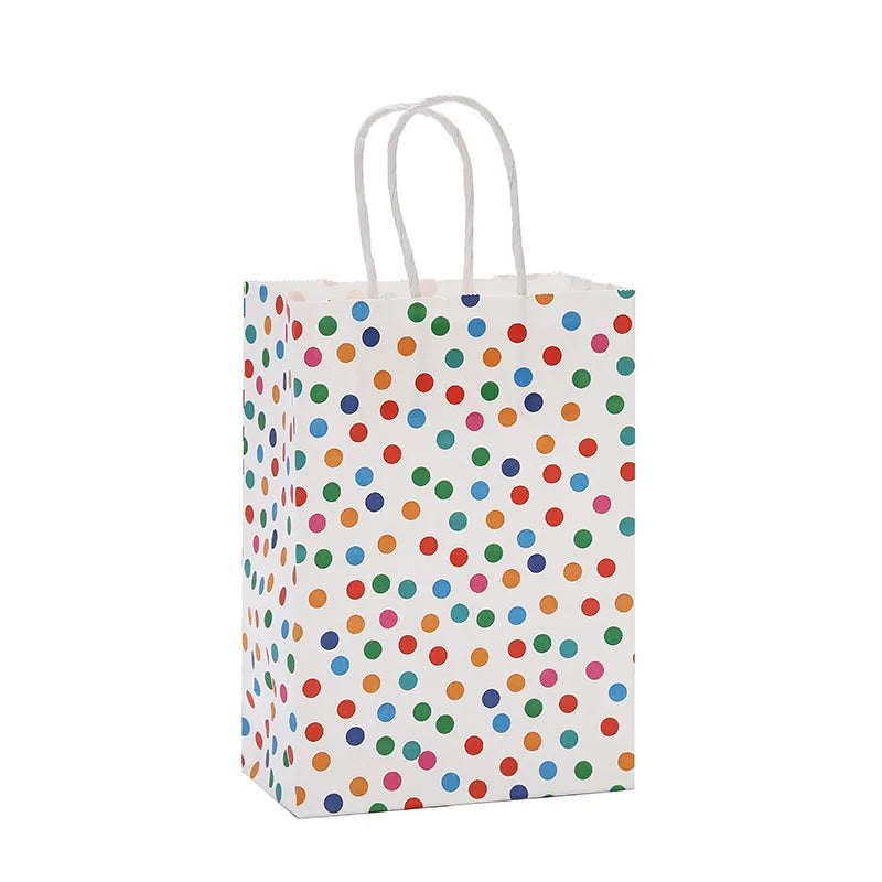 5/10pcs Kraft Paper Gift Bags Rainbow Wedding Favor Candy Box Cookie Packaging Handbag Christmas Birthday Wedding Party Supplies