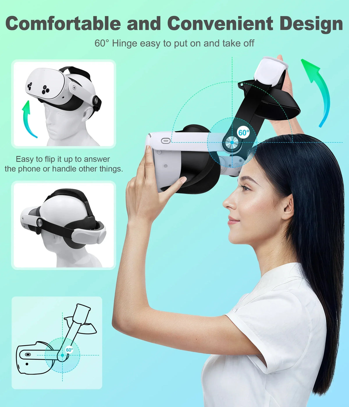 BEBONCOOL MQ5000 for Meta Quest 3S/Quest 3/Quest 2 Head Strap Elite Strap For VR Headset Strap Pressure Game For VR Accessories