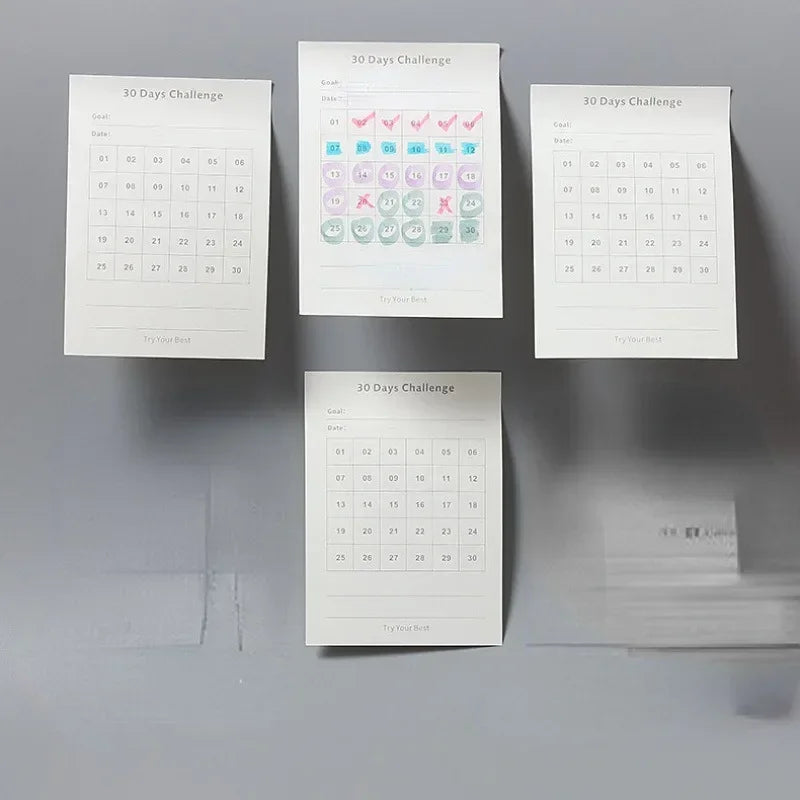 30 days challenge with 100 Sticky Notes To Cultivate Self-discipline checklist Notebook for Goal Tracking, and Sticky Notes