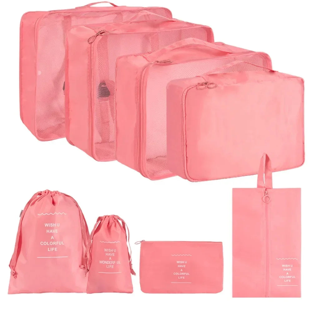 8 Pcs/Set Travel Waterproof Suitcase Luggage Organizer Clothing & Daily Necessities Storage Bag Compressible Packaging