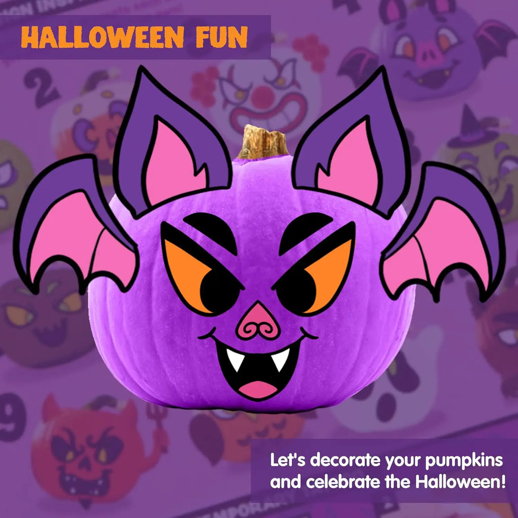 Sloosh Halloween Pumpkin Painting Kit with 9 Character Designs, Party Favor for Kids, Halloween Arts Crafts Party Supplies, Pumpkin Decorating Kit, for Classroom DIY Activities, Family Projects