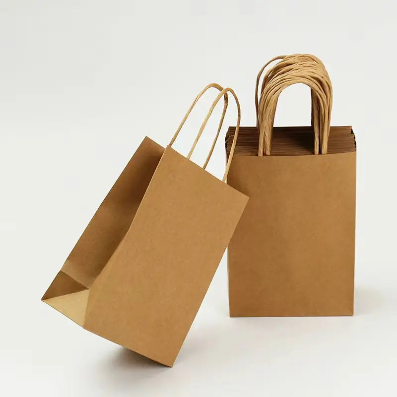 Bulk Kraft Paper Bags with Handles – Brown/White/Black, Strong Textured Handles for Retail, Grocery, Boutique, Supermarket