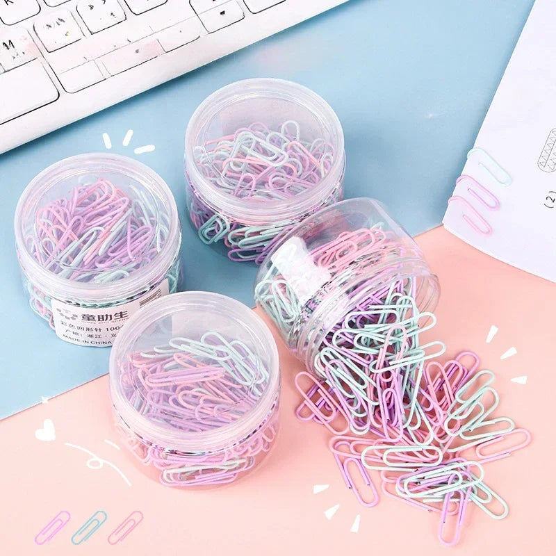 160Pcs Pins Paper Clip Holder Dispenser Bulticolor Pinch Clips Fine Office Binding Supplies Storage Box Stationery Stainless