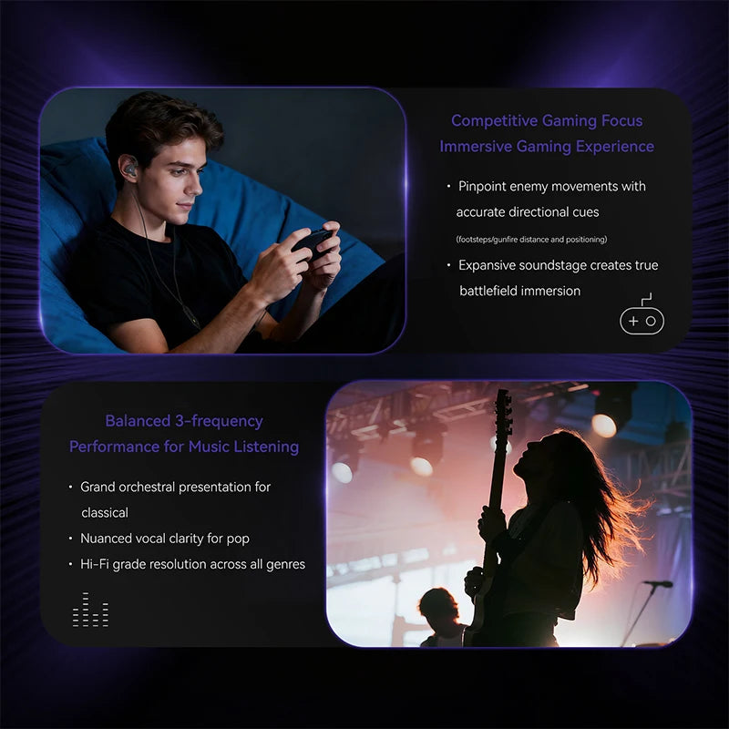 KBEAR Venus CG01 Earphones Wired In Ear Headphones With LED Lighting 10mm PU LCP Composite Dynamic Driver HIFI Sound Type C Gaming Headsets Noise Isolating Earbuds With Microphone For PC Mobile Music Gaming Daily Use