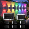 2/4er-Set RGB LED Solar Lights Fence Lights Wall Lights IP65 Waterproof Outdoor Wall Lights Lamp Top And Bottom Lights Always On For 12 Hours