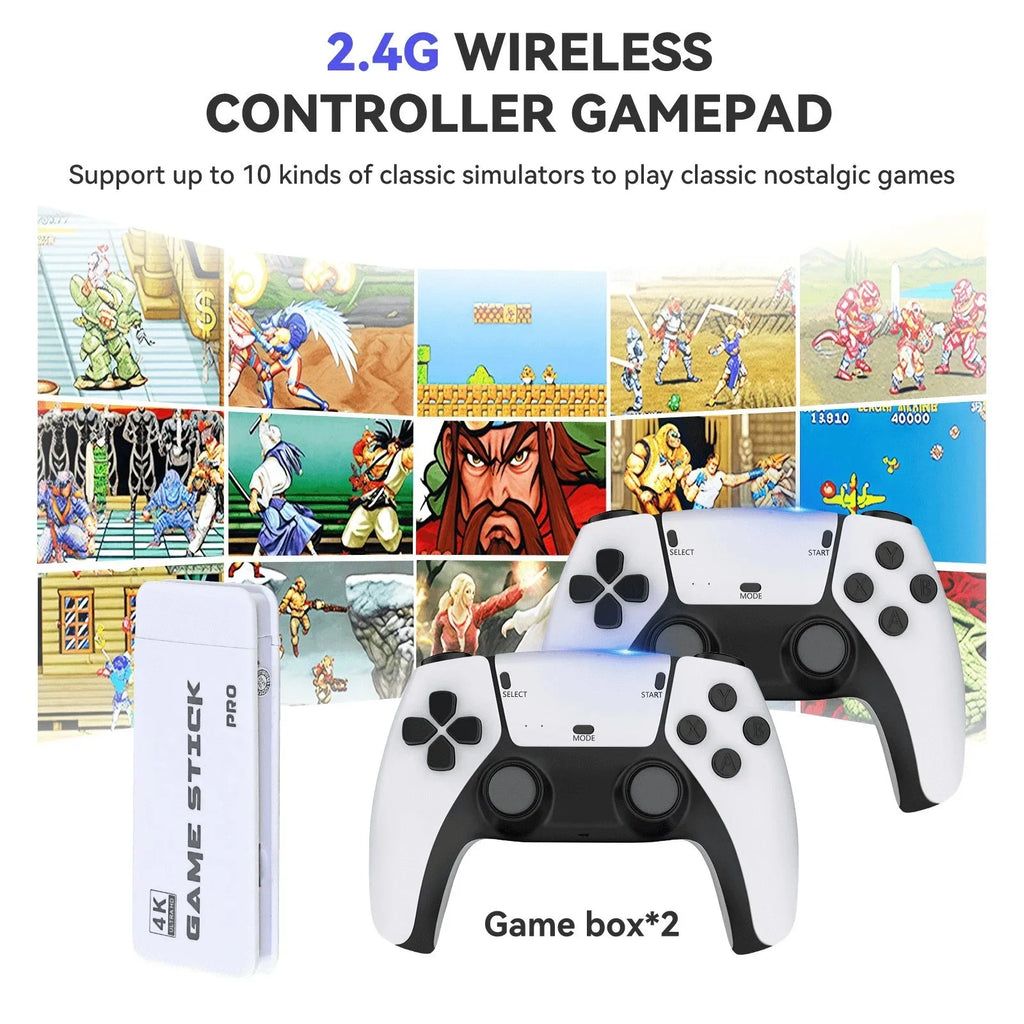 64GB, Wireless 4K Built-in Games HDMI TV Game Stick Console X2 Wireless Gamepad