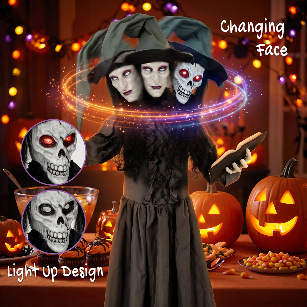 HOMCOM 180cm Life Size Animated Witch Halloween Decoration Outdoor Indoor