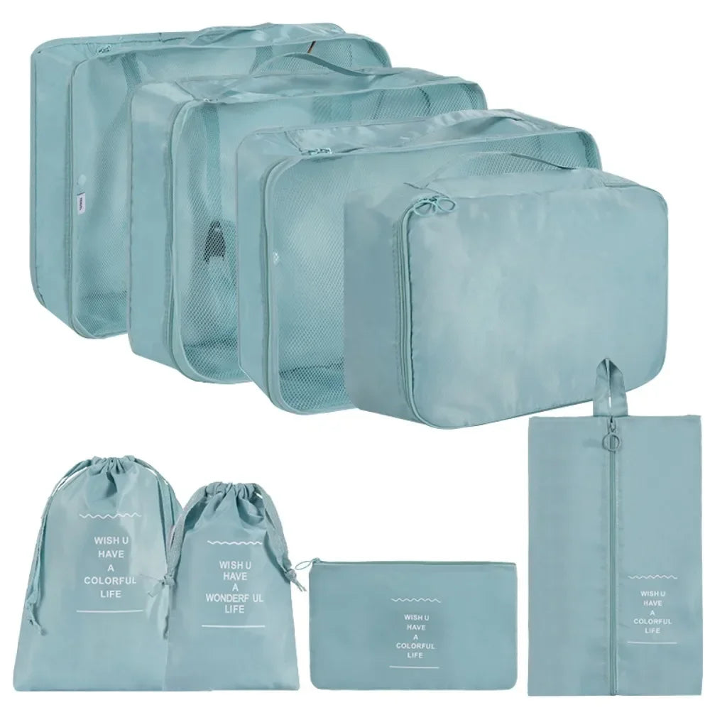 8 Pcs/Set Travel Waterproof Suitcase Luggage Organizer Clothing & Daily Necessities Storage Bag Compressible Packaging
