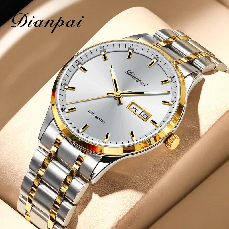 Dianpai Classic Business Men's Fully Automatic Stainless Steel Mechanical Movement Men's Night Light Versatile Watch