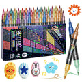 48pcs Dual-Tip Glitter Water-Based Ink Markers - Office Stationery Writing Tools with Consistent Ink Flow, High Detail, Metallic Shine, Thick Tip for Filling Large Areas, Glitter Effect for DIY Lovers, Greeting Cards