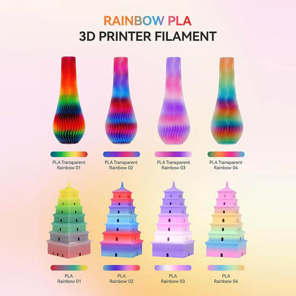 JAYO Rainbow 3D Printer Filament 1.75mm PLA / Silk PLA / PLA Transparent Rainbow 3D Filament