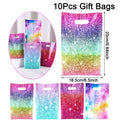 10/20/50pcs Glitter Rainbow Gradient Galaxy Plastic Handle Gift Bags Party Favor Bags for Birthday Wedding Party Decor Supplies